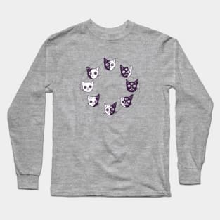 Cat Moon Phases No Background Long Sleeve T-Shirt